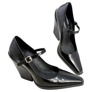 Jeffrey Campbell Stilltz Black Leather Mary Jane Pumps